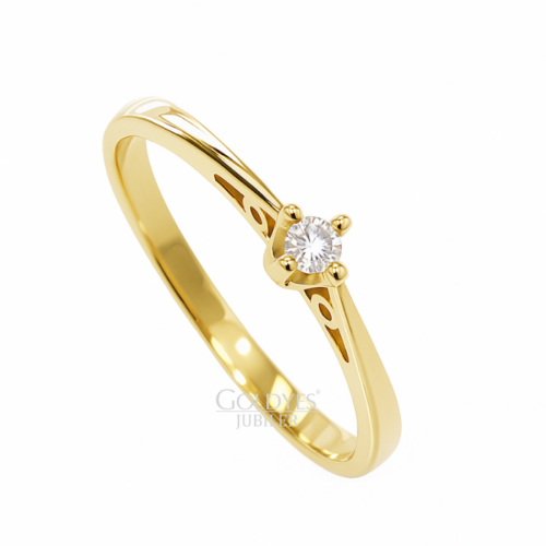 Złoty pierścionek z brylantem próby złota 585