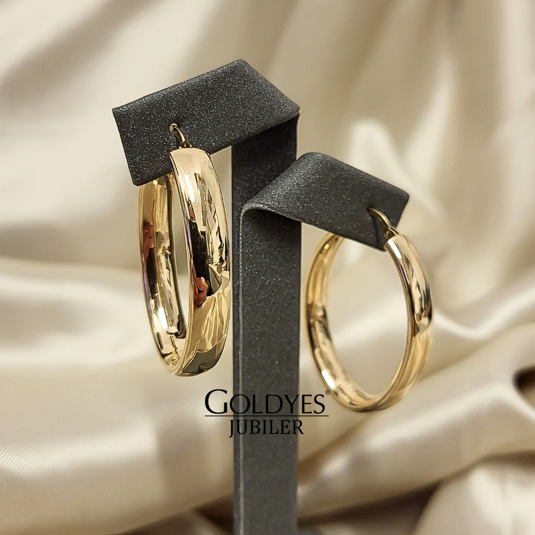 Złote kolczyki owale próby złota 585 - obrazek 2