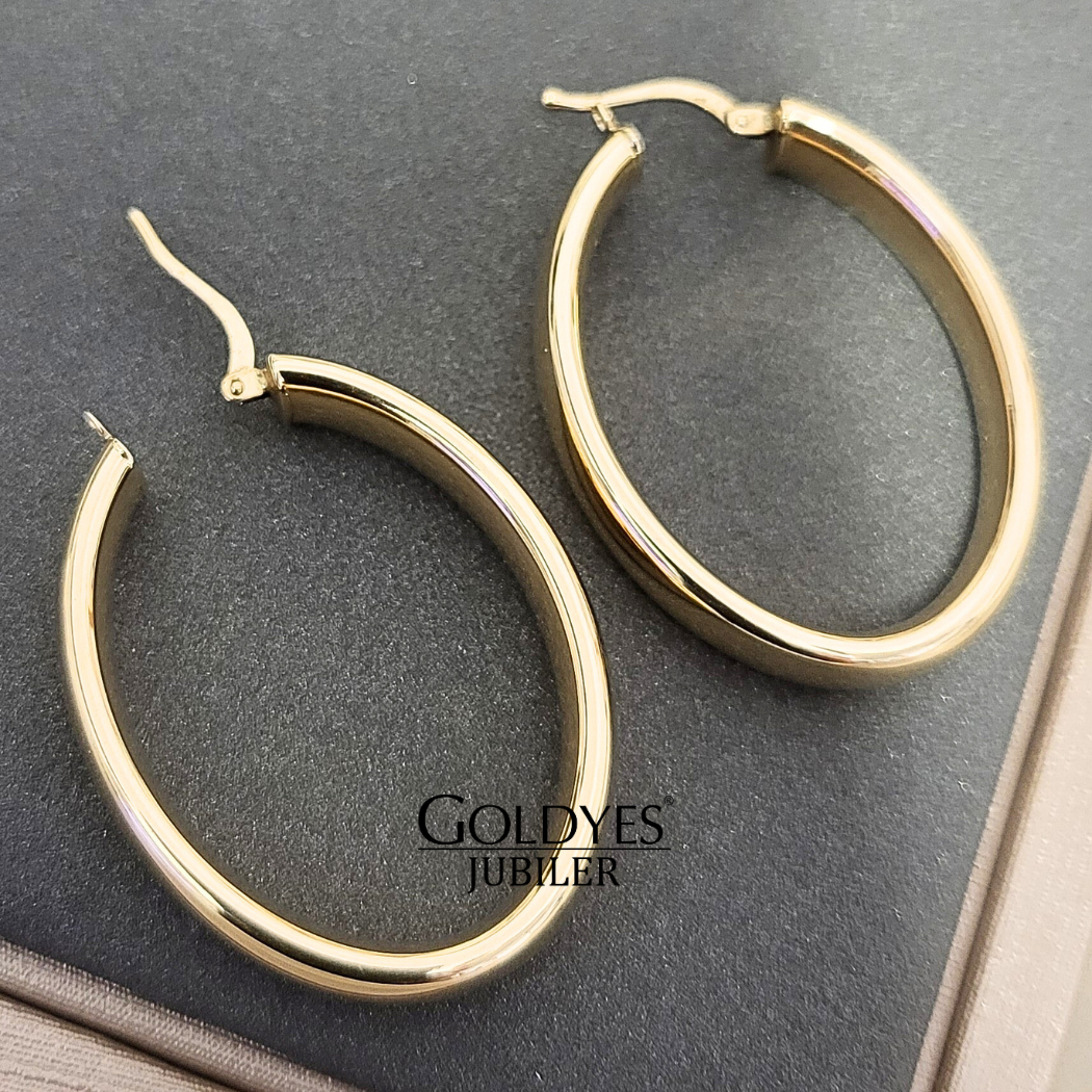 Złote kolczyki owale próby złota 585 - obrazek 4