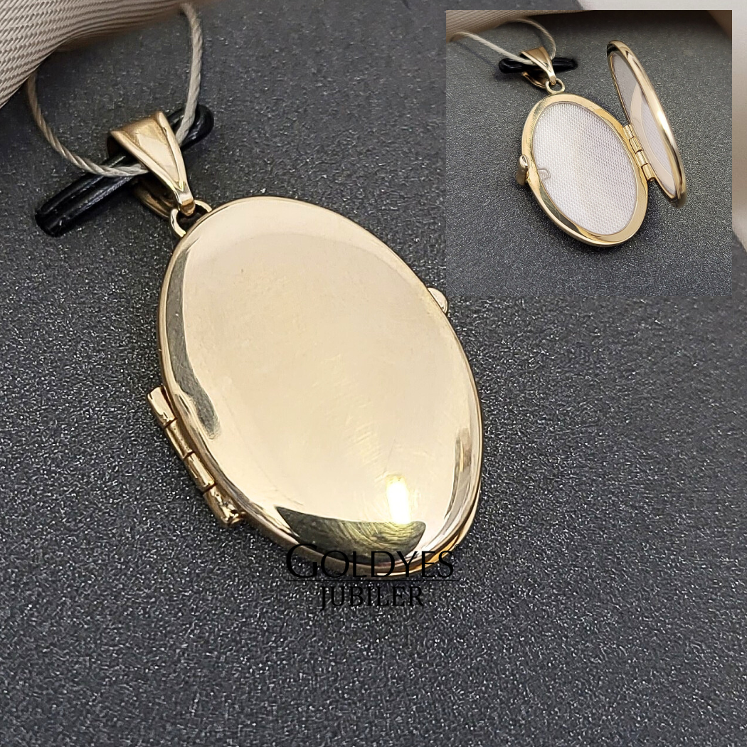 Złota zawieszka puzderko na mini foto próby złota 585