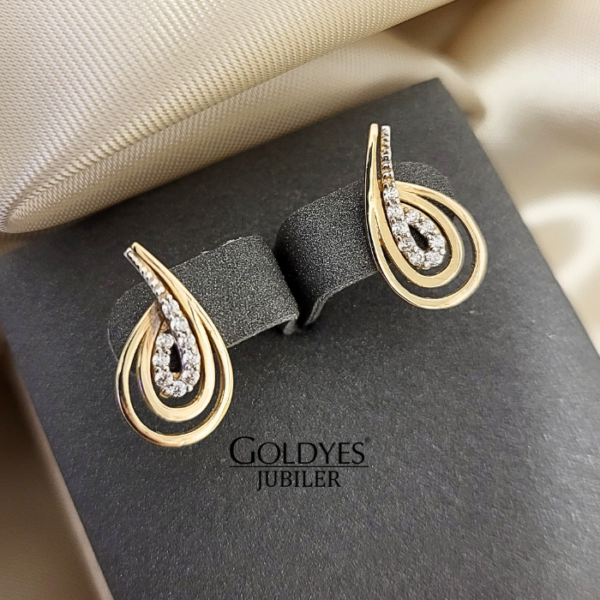 Złote Kolczyki cyrkoniami próba złota 585