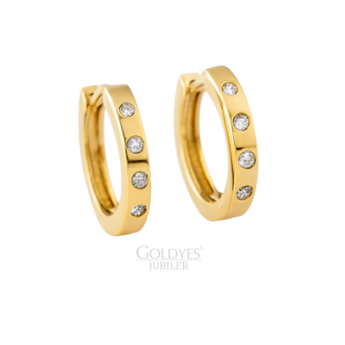 Złote kolczyki koła z cyrkoniami próby złota 585