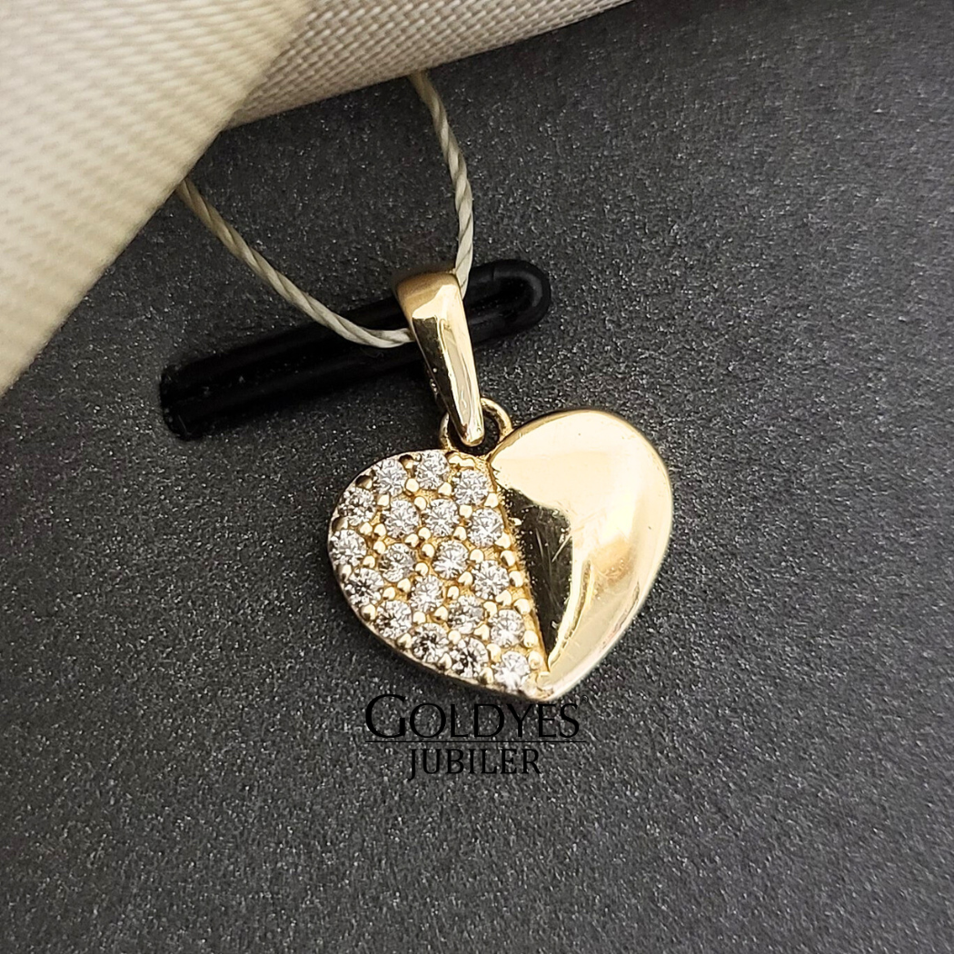 Złota zawieszka z cyrkoniami serce próba złota 585