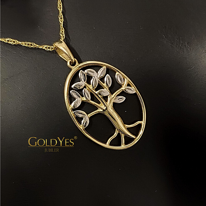 Złota zawieszka drzewko szczęścia