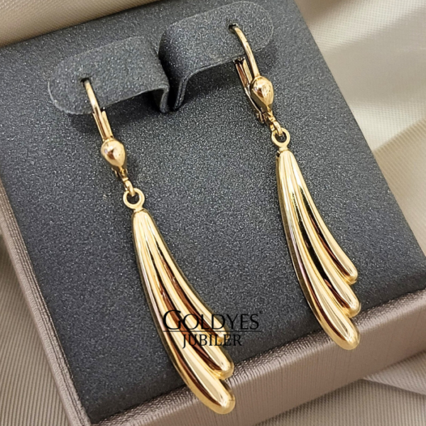 Złote kolczyki wiszące próby złota 585