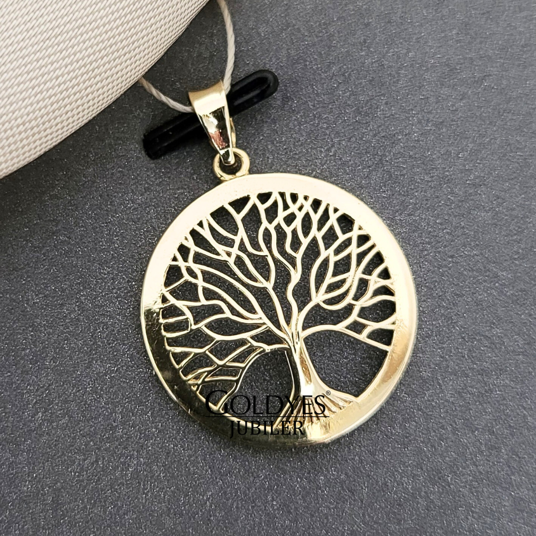 złota zawieszka drzewko szczęścia próby złota 585