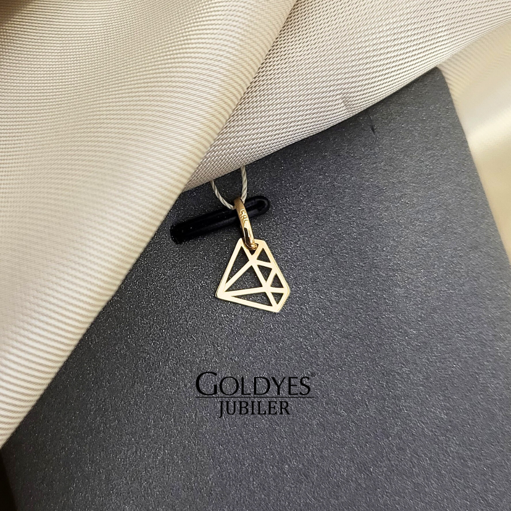 złota zawieszka diament próba złota 585 - obrazek 3