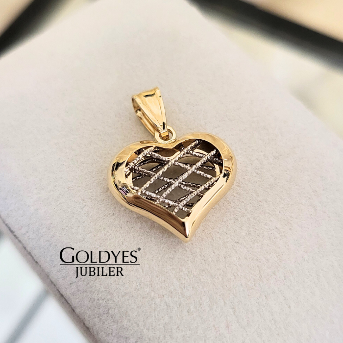złota zawieszka serce dwukolorowe