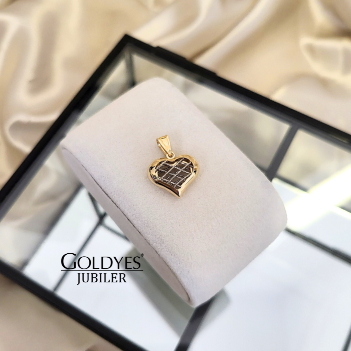 złota zawieszka serce dwukolorowe - obrazek 2