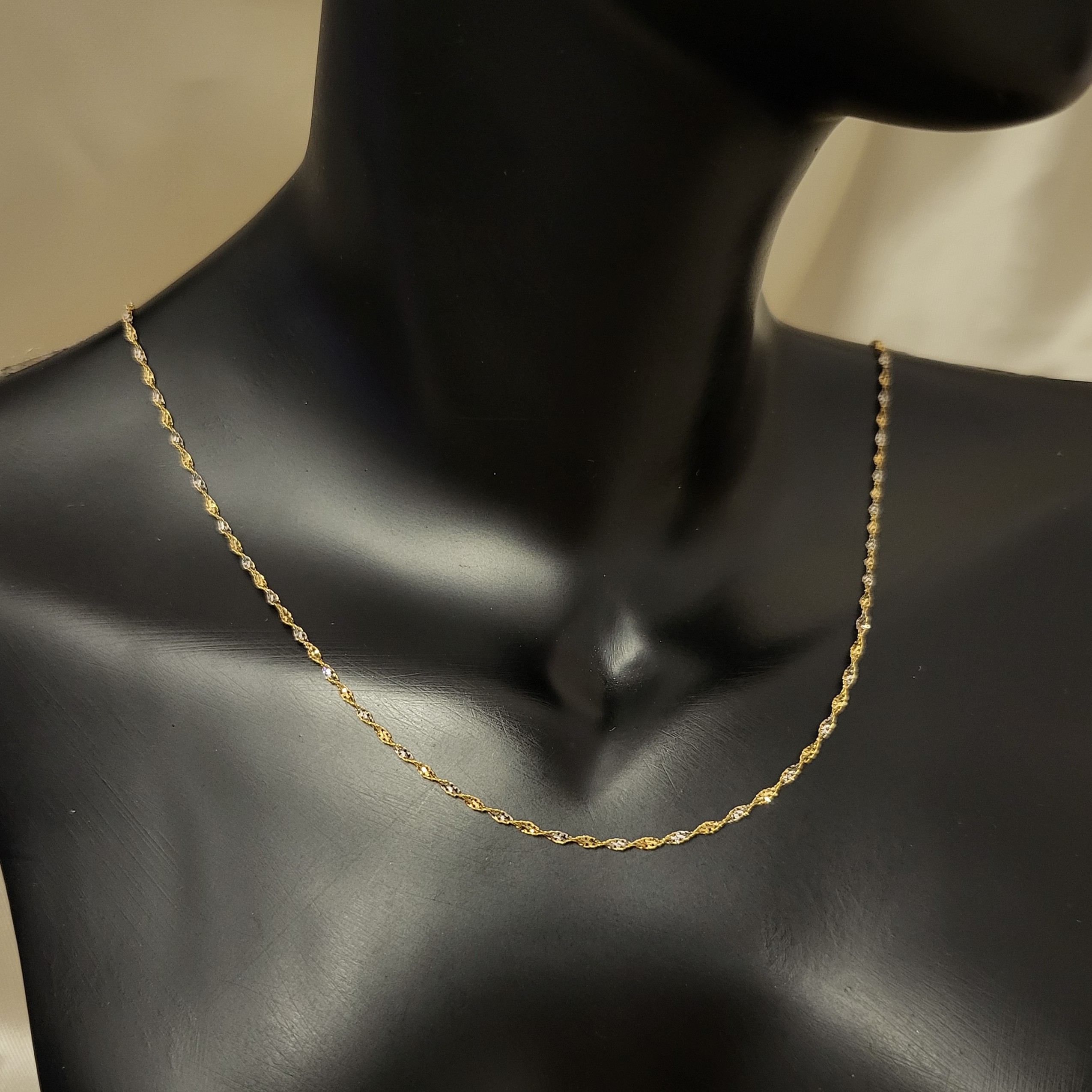 Złoty damski łańcuszek singapur dwukolorowy próba złota 585 14k 50 cm - obrazek 4