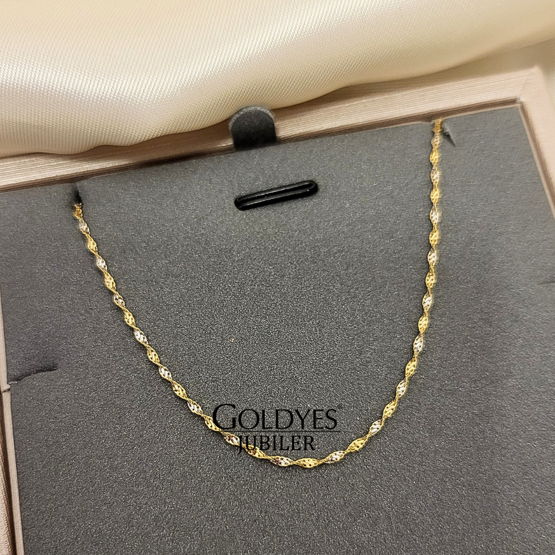 Złoty damski łańcuszek singapur dwukolorowy próba złota 585 14k 50 cm