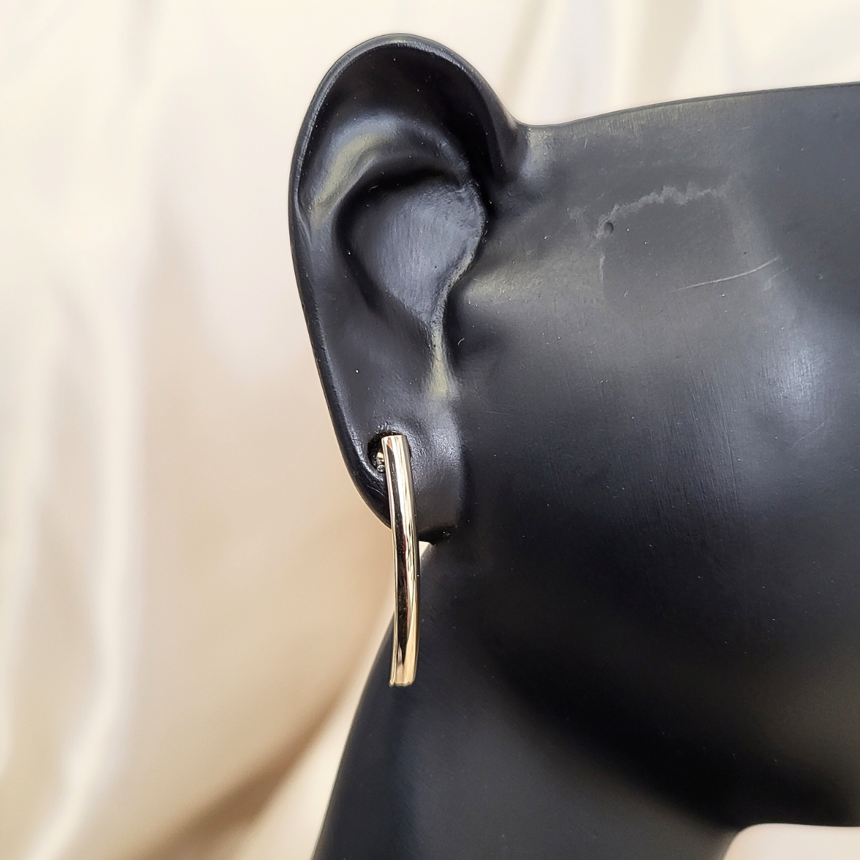 Złote kolczyki w formie długich rurek próba złota 585 - obrazek 3