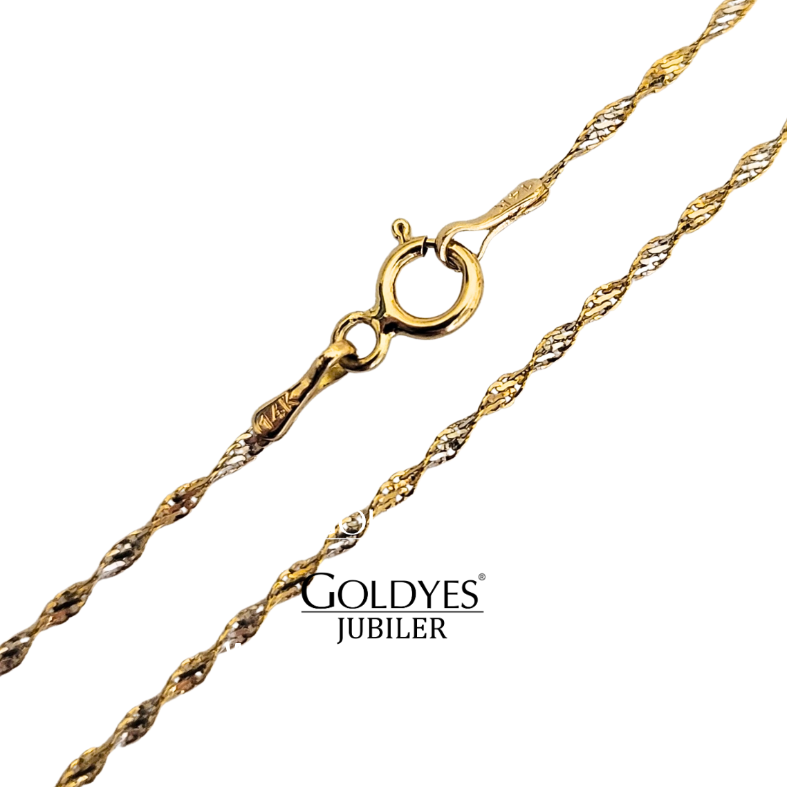 Złoty damski łańcuszek singapur dwukolorowy próba złota 585 14k 50 cm - obrazek 3