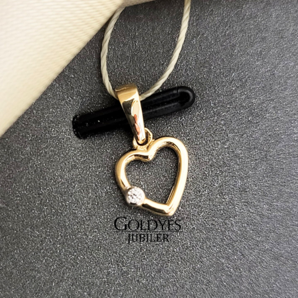Złota zawieszka serce z cyrkonią próba złota 585