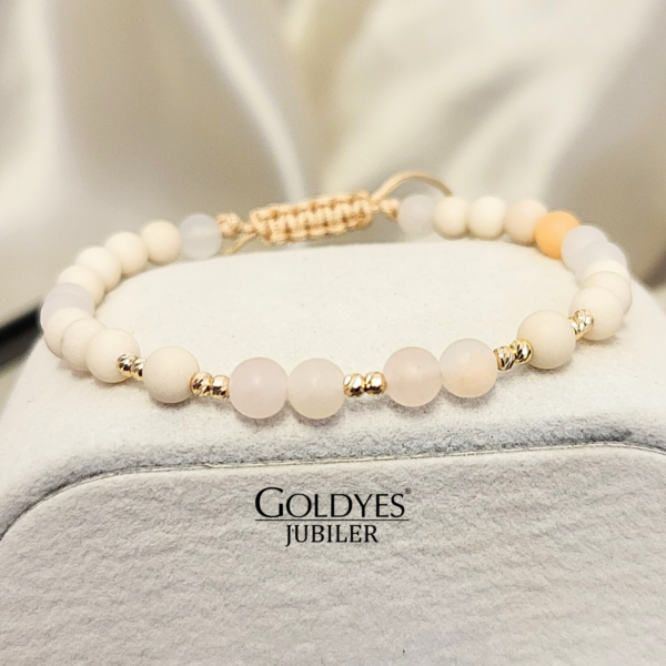 złota bransoletka na sznureczku kamień Awenturyn próba złota 585