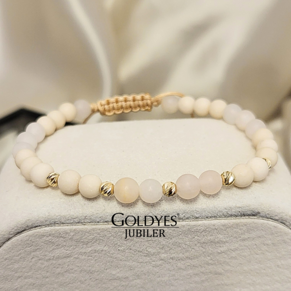 złota bransoletka na sznureczku kamień Awenturyn próba złota 585