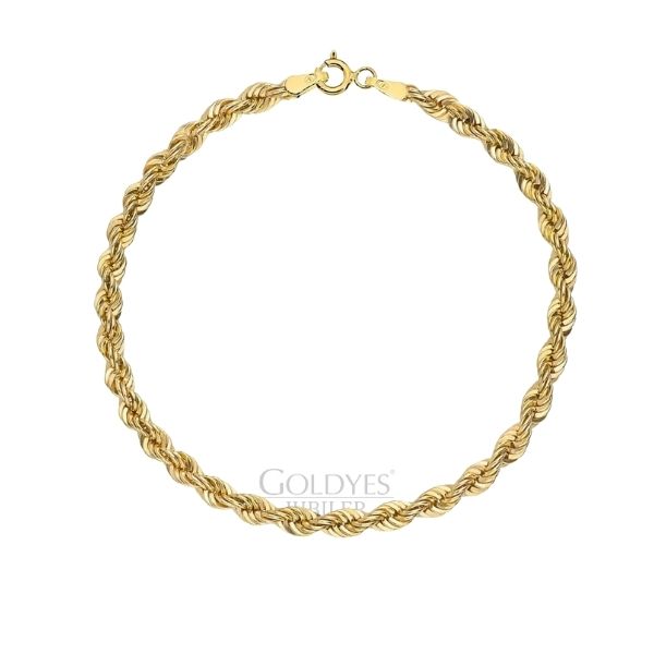 Złota bransoletka o splocie korda próba złota 585 14k