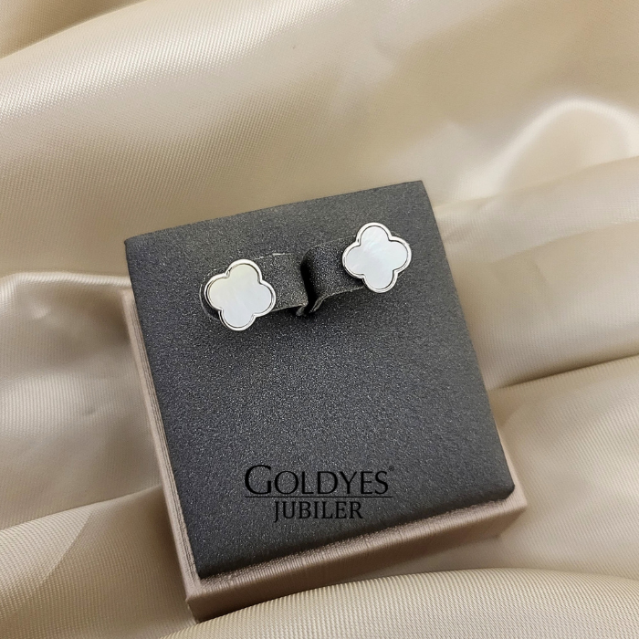 Kolczyki srebrne koniczyna próba srebra 925 - obrazek 2