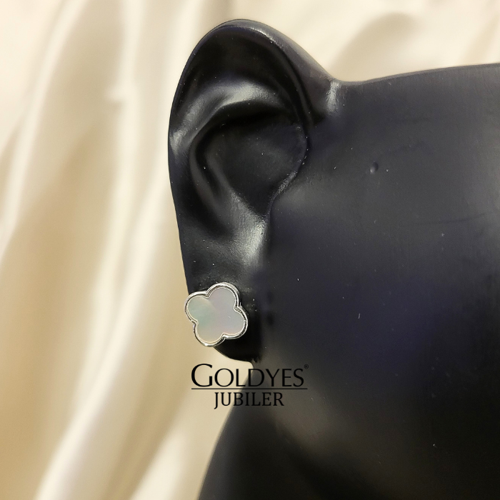 Kolczyki srebrne koniczyna próba srebra 925 - obrazek 3