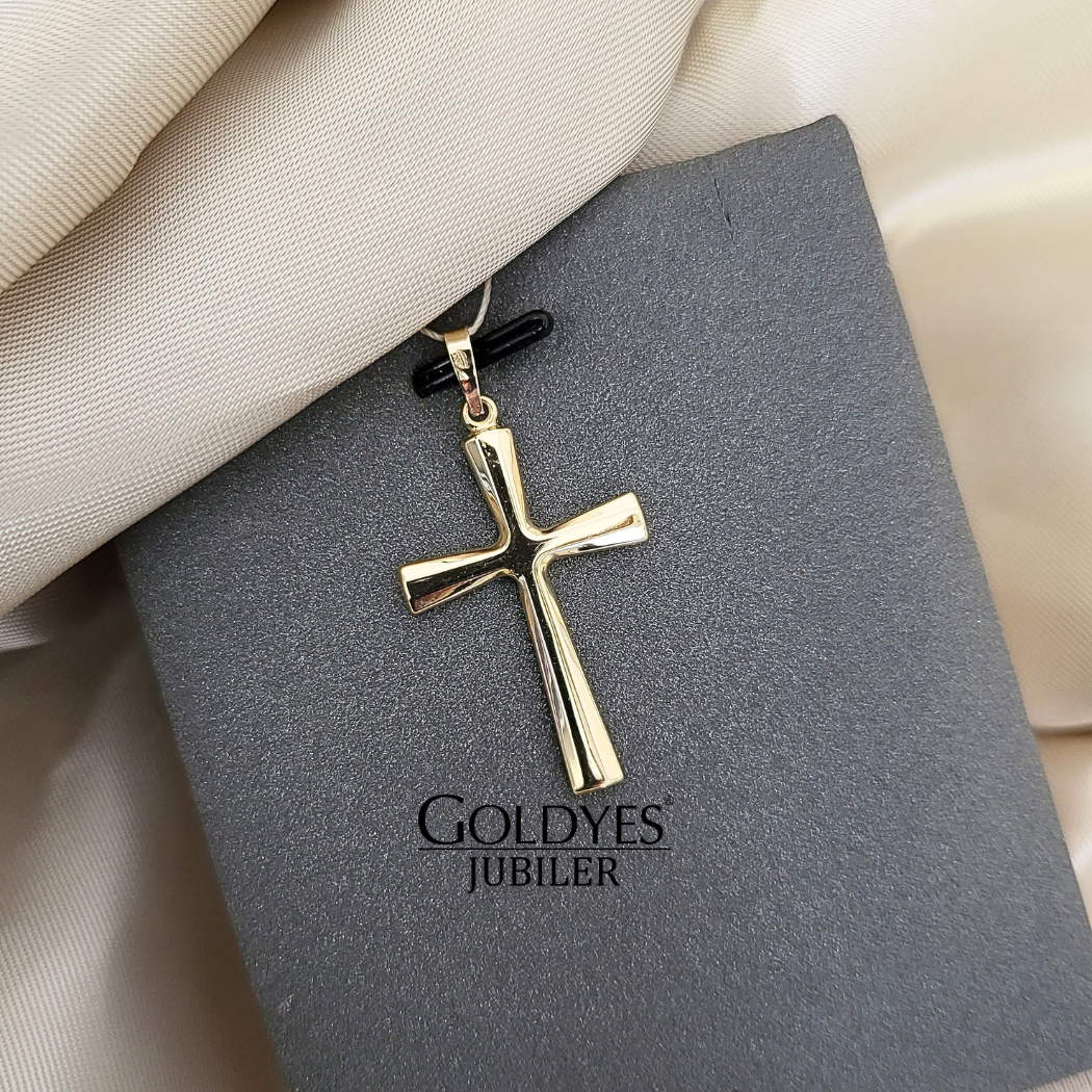 Złota zawieszka krzyżyk pusty klasyczny próby złota 585 - obrazek 2