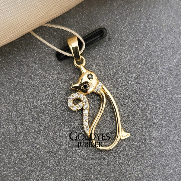 Złota zawieszka kot próby złota 585