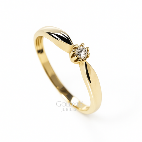 Złoty pierścionek z brylantem próby złota 585