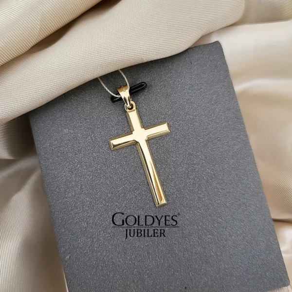 Złota zawieszka krzyżyk pełny klasyczny próby złota 585 - obrazek 3
