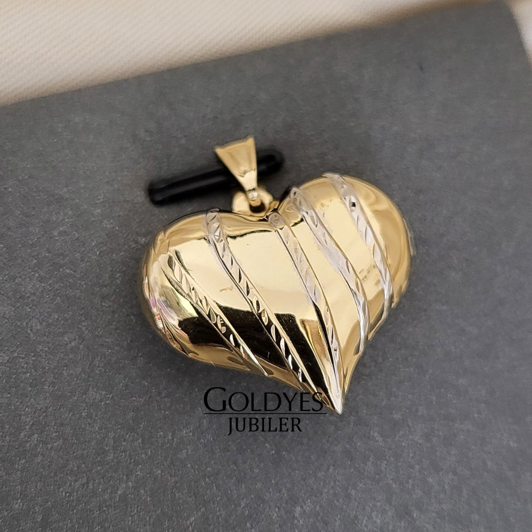 Złota zawieszka serce puste próba złota 585