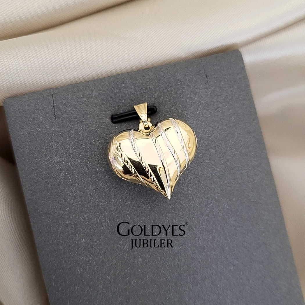 Złota zawieszka serce puste próba złota 585 - obrazek 2