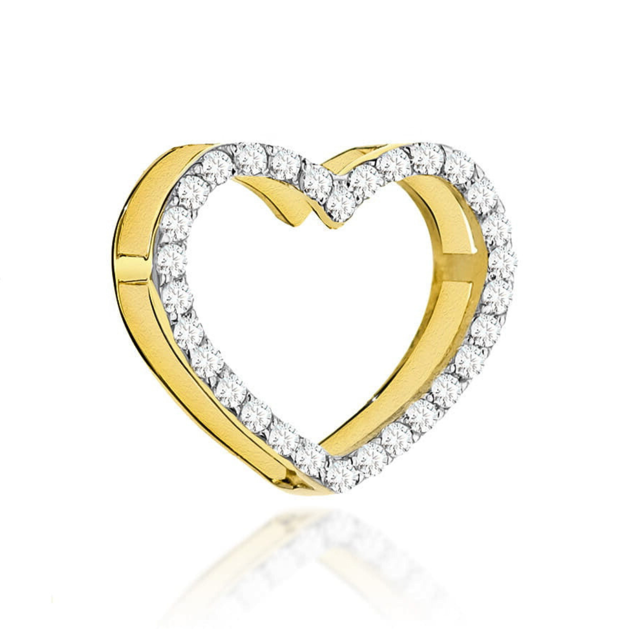 Złota zawieszka serce z diamentami próba złota 585