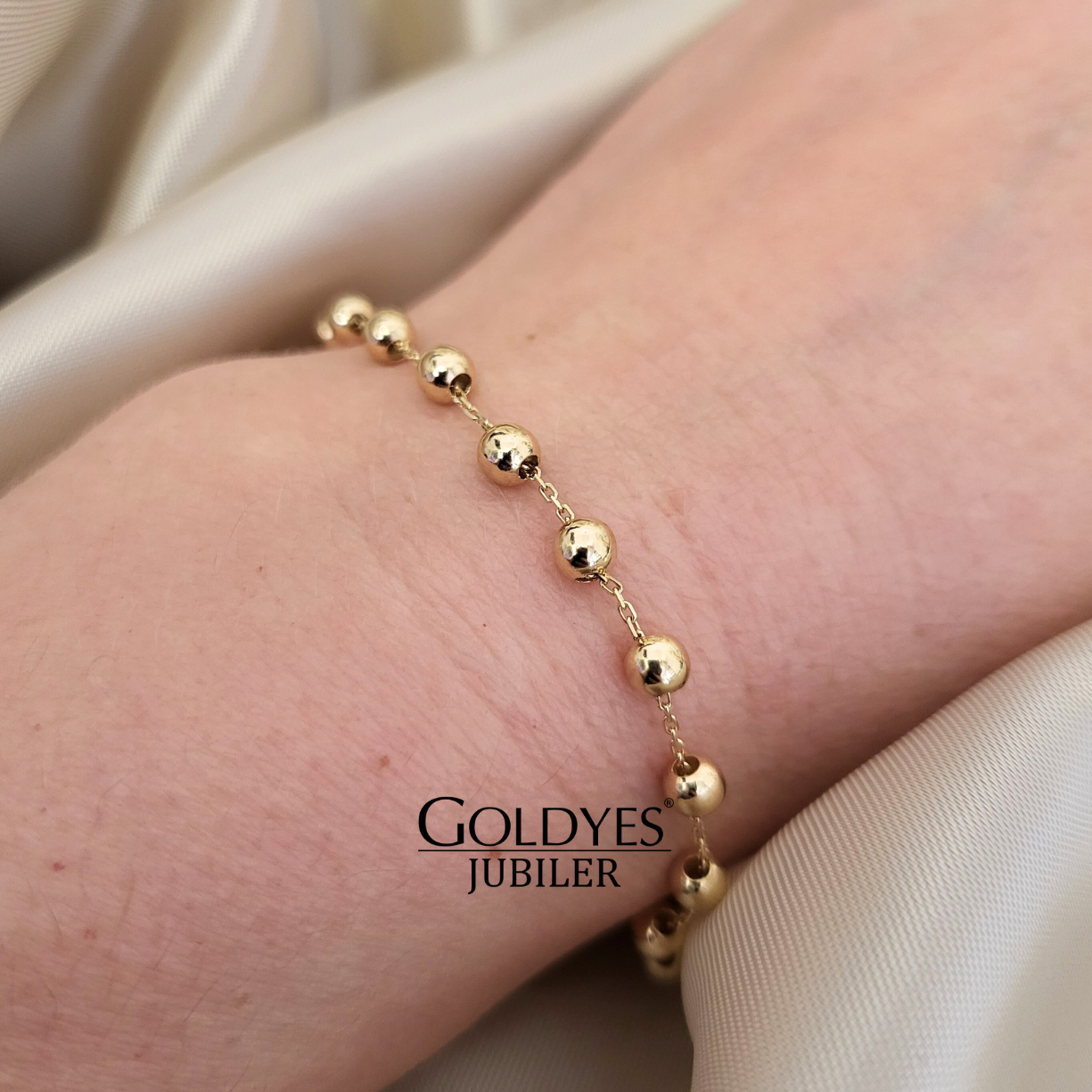 Złota bransoletka z kuleczkami próba złota 585 - obrazek 3