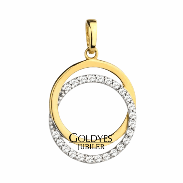 Złota zawieszka kółka z cyrkoniami próby 585