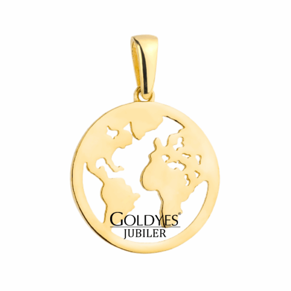 Złota zawieszka kula ziemska próby złota 585