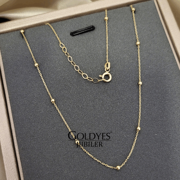 Złoty łańcuszek naszyjnik z kuleczkami próba złota 585 14k