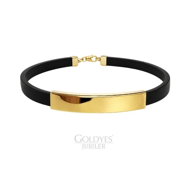 Złota bransoletka męska kauczuk próba złota 585