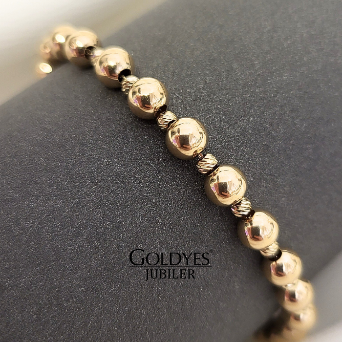 Złota bransoletka z kuleczkami próba złota 585