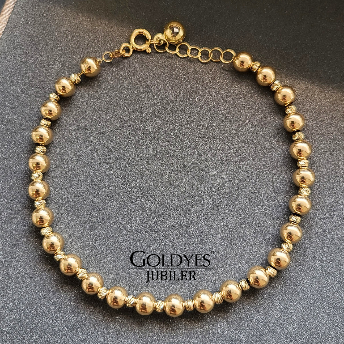 Złota bransoletka z kuleczkami próba złota 585 - obrazek 6