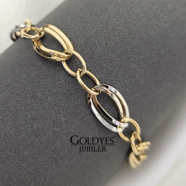 Złota bransoletka dwukolorowa próba złota 585