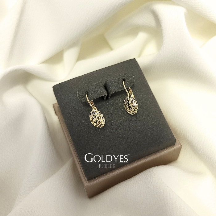 Złote kolczyki diamentowane próba 585 - obrazek 4