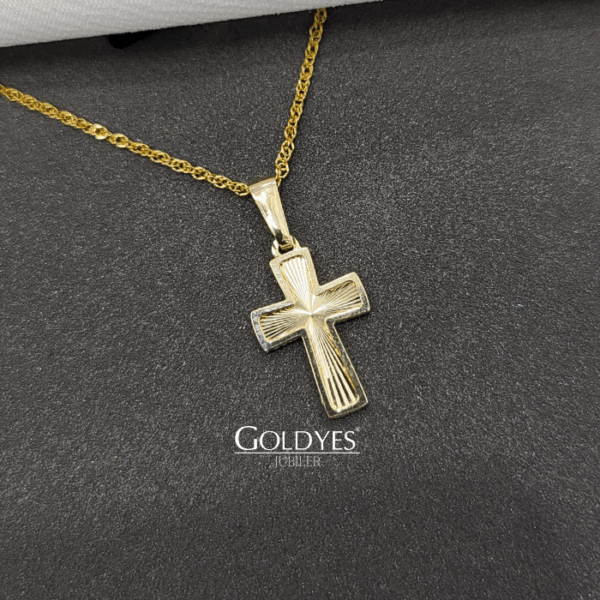 Złota zawieszka krzyżyk diamentowany próby złota 585