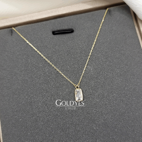 Złoty damski łańcuszek naszyjnik celebrytka z cyrkonią próby złota 585