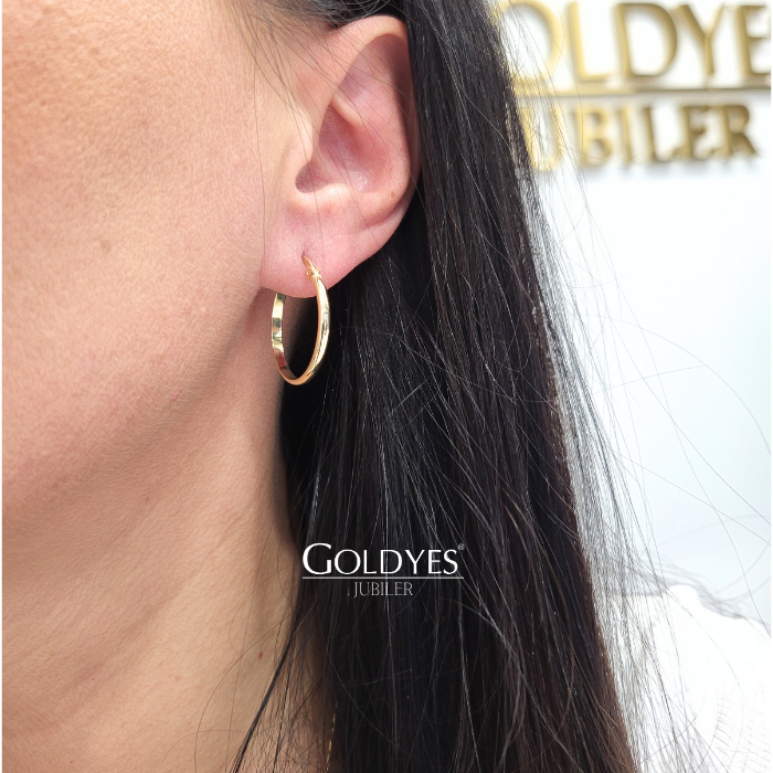 Złote kolczyki koła klasyczne próba złota 585 - obrazek 3