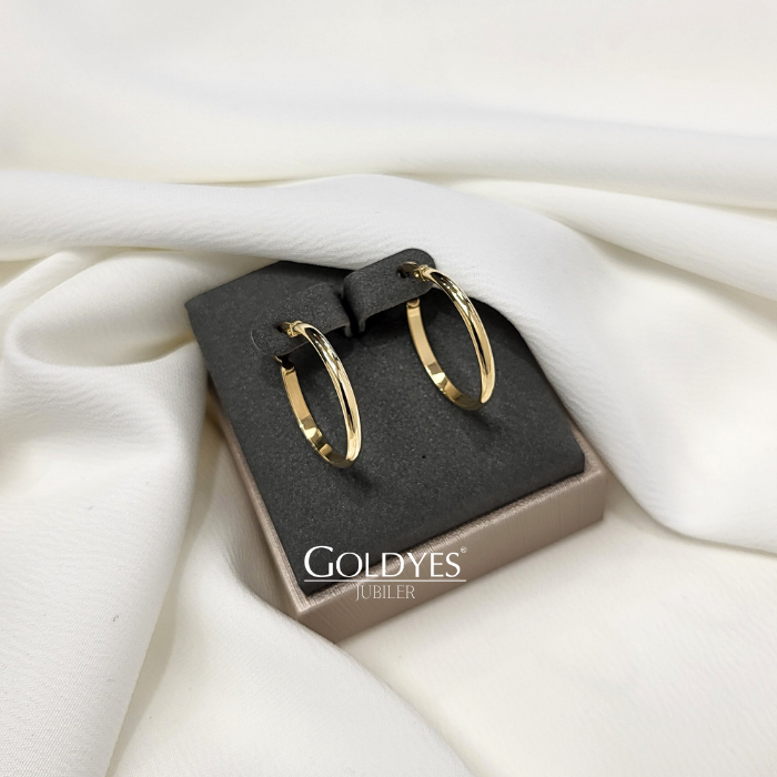 Złote kolczyki koła klasyczne próba złota 585 - obrazek 5