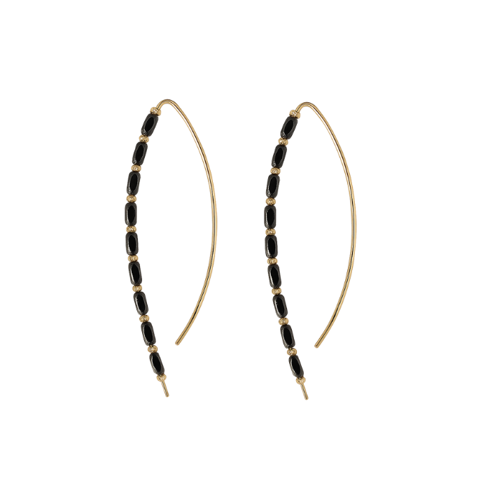 Złote kolczyki + zawieszka + łańcuszek z naturalnymi kamieniami hematyt próby złota 585 - obrazek 4