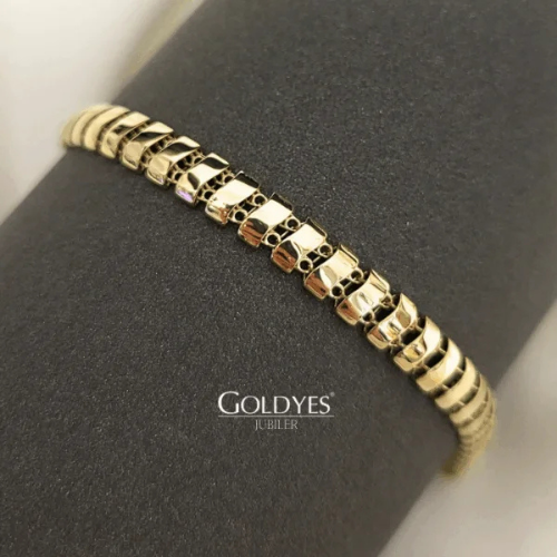 Złota bransoletka damska szeroka próba złota 585