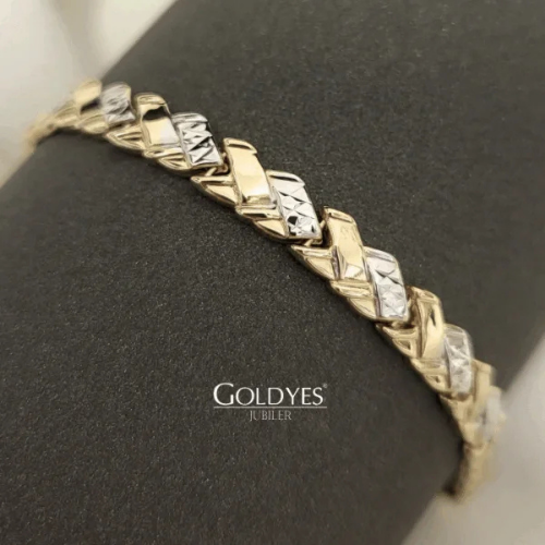 Złota bransoletka damska szeroka próba złota 585