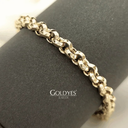 Złota bransoletka damska szeroka próba złota 585