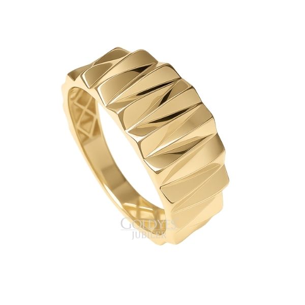 złoty pierścionek diamentowany próba złota 585