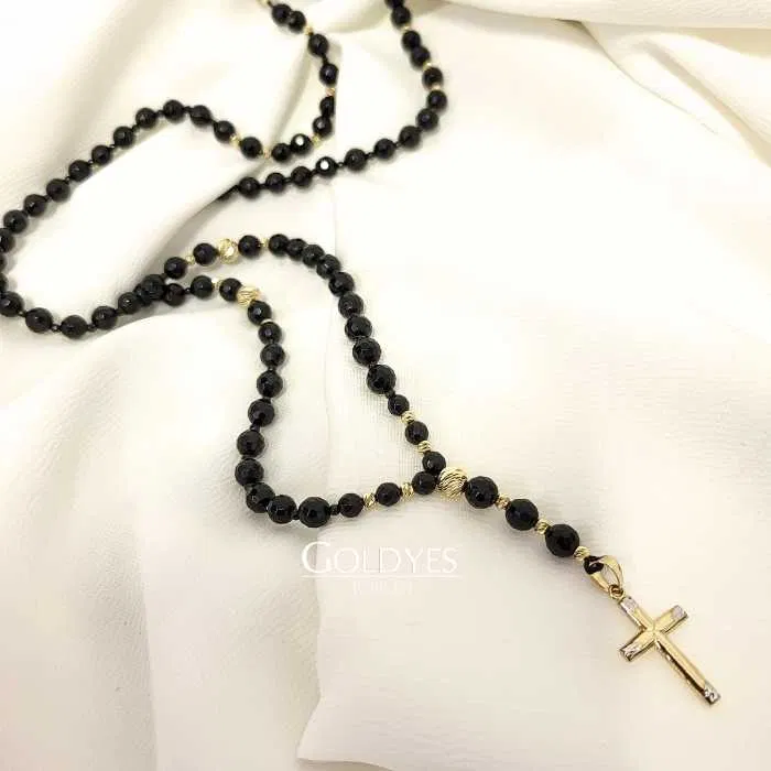 złoty naszyjnik różaniec próba złota 585 14k - obrazek 2