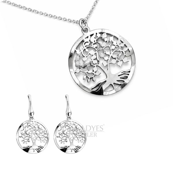 Komplet srebrny kolczyki drzewko szczęścia próba srebra 925